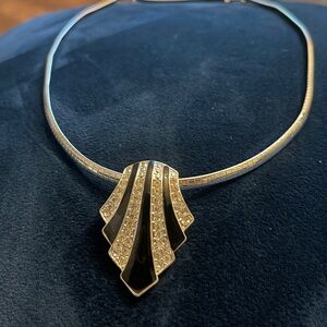 Elegant Black and Silver art Deco style Necklace